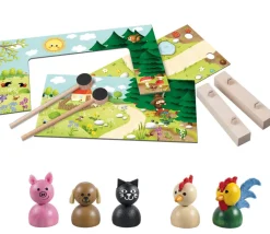 Mini théâtre en bois animaux de la ferme