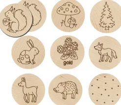 Mémo de la forêt - 16 palets en bois de 4.5 cm de diamètre