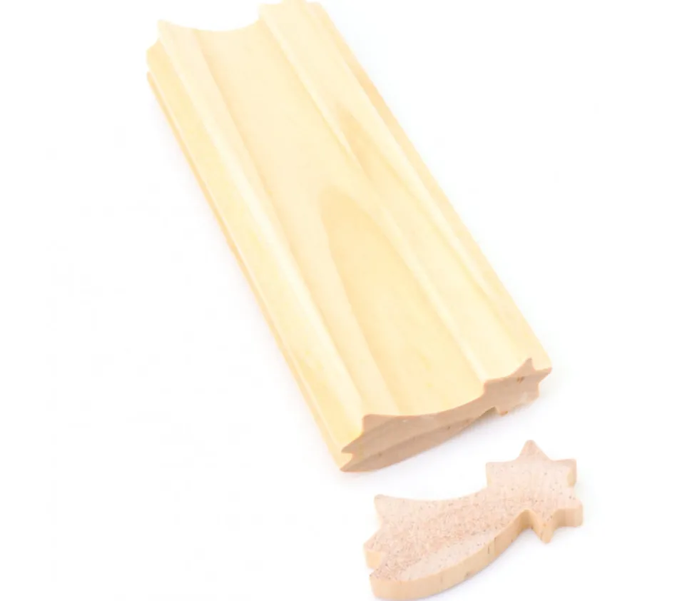 Moulure étoile filante en bois naturel à découper 15 cm
