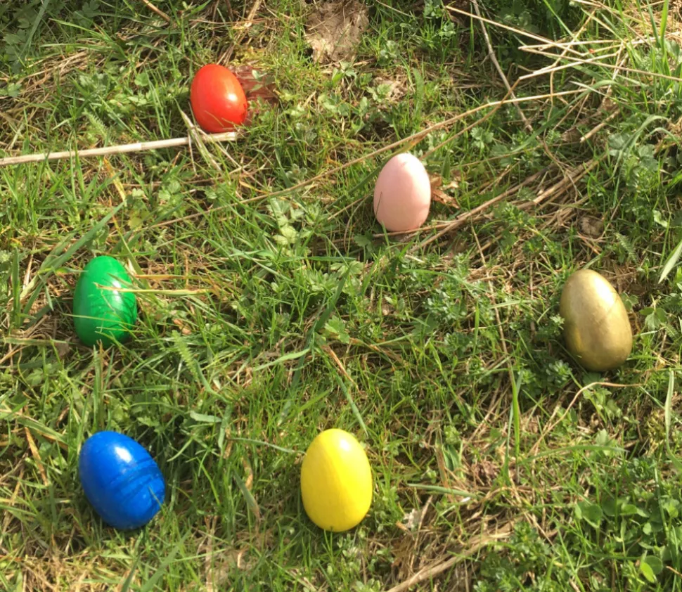 Oeuf en bois coloré de 6 cm à l'unité