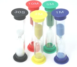 Pack 5 sabliers pour jeux : 30 sec,1,3,5 et 10 minutes - 9 cm MM