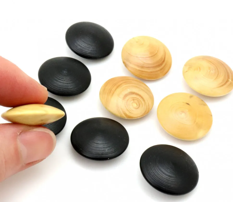 Palet galet 2.3 cm buis naturel pour jeu de go unité