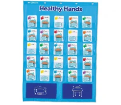 Panneau affichage avec pochettes lavage des mains et autres (96 cartes)