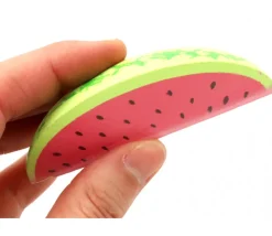 Pastèque en bois de 8.5 x 3.8 cm tranche jouet fruit