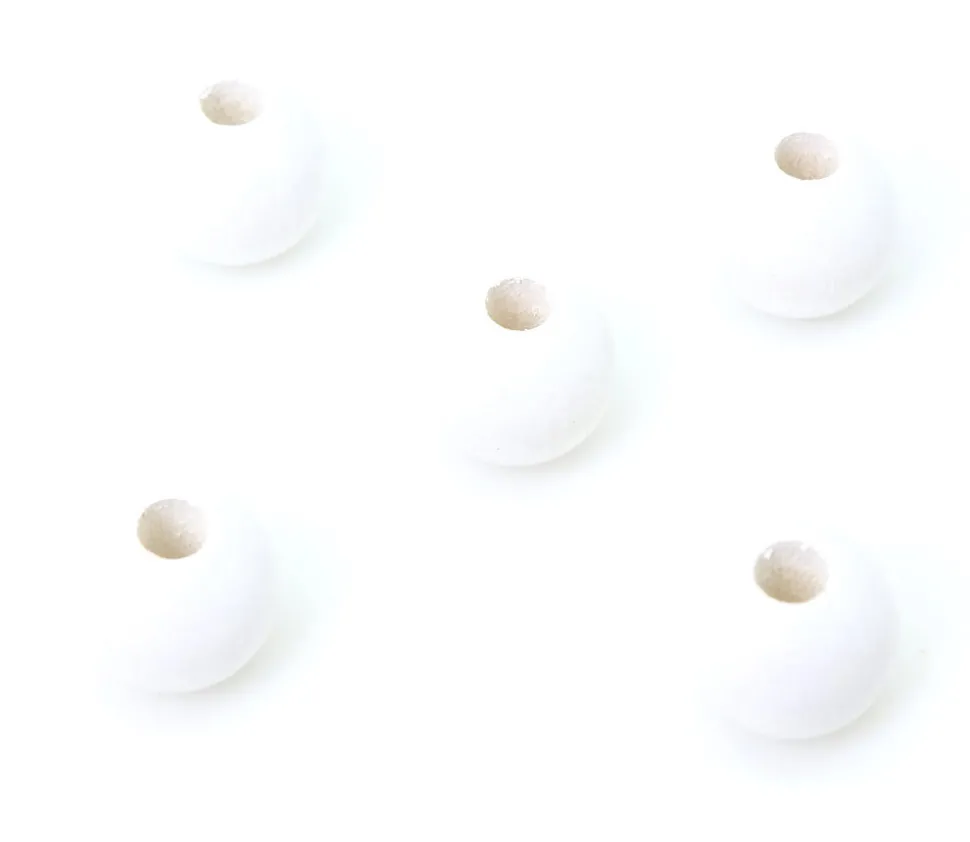 Perle bois couleur blanche de 2 cm trou de 7 mm unité