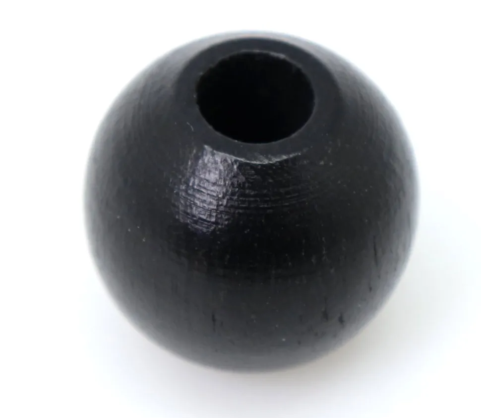 Perle bois couleur noire de 2 cm trou de 7 mm unité