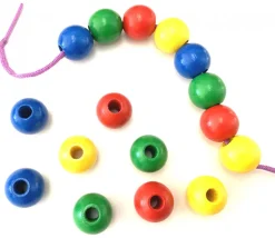 Perle bois couleur verte de 2 cm trou de 7 mm unité