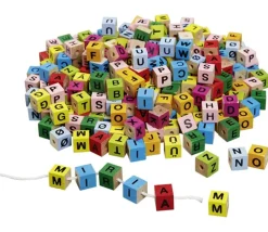 Perles 280 cubes mini lettres couleurs à enfiler