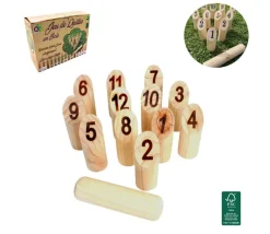 Petit jeu quilles finlandaises en bois numérotées 1 à 12