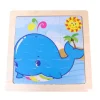 Petit puzzle 9 pièces en bois baleine