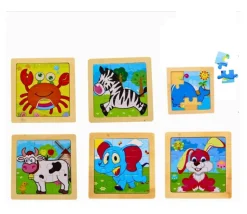 Petit puzzle 9 pièces en bois baleine