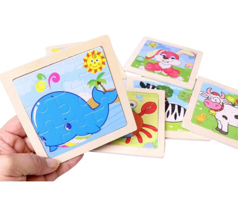 Petit puzzle 9 pièces en bois zèbre