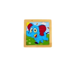 Petit puzzle 9 pièces en bois éléphant