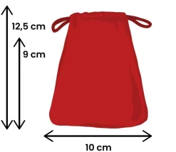 Petit Sac 10 x 12.5 cm - velours épais rouge avec cordon