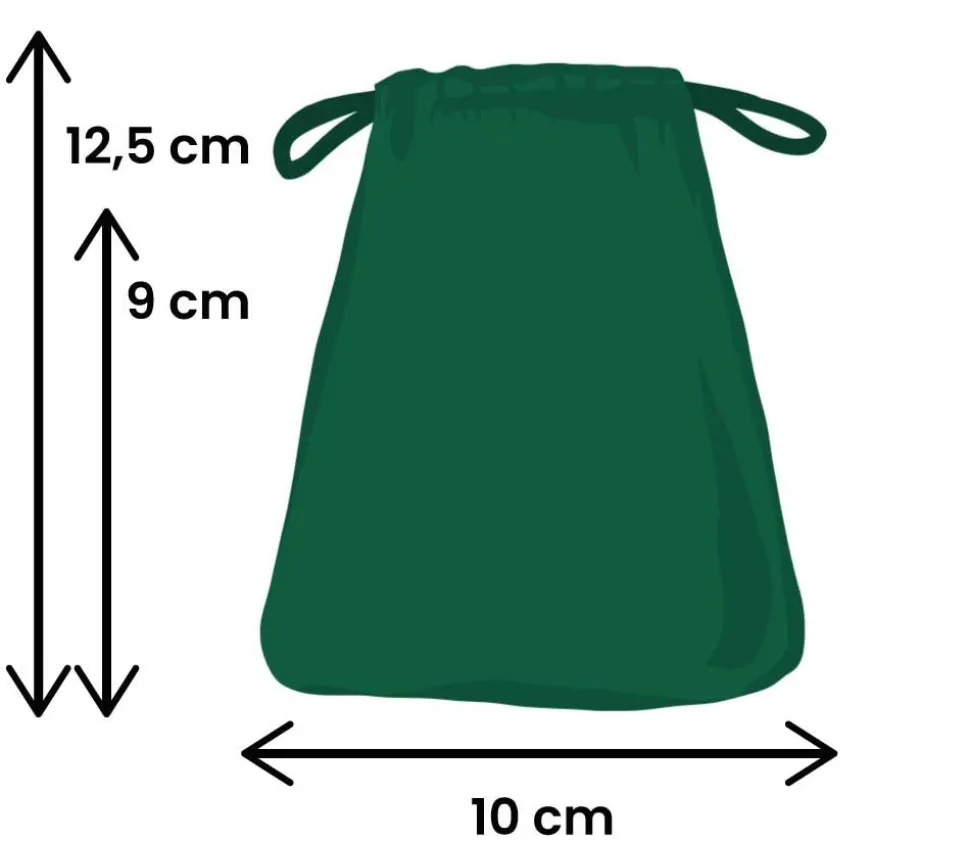 Petit Sac 10 x 12.5 cm - velours épais vert avec cordon