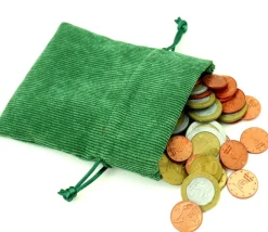 Petit Sac 10 x 12.5 cm - velours épais vert avec cordon