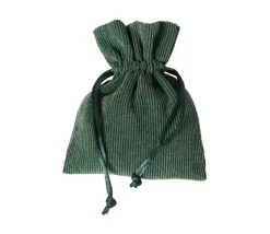 Petit Sac 10 x 12.5 cm - velours épais vert avec cordon