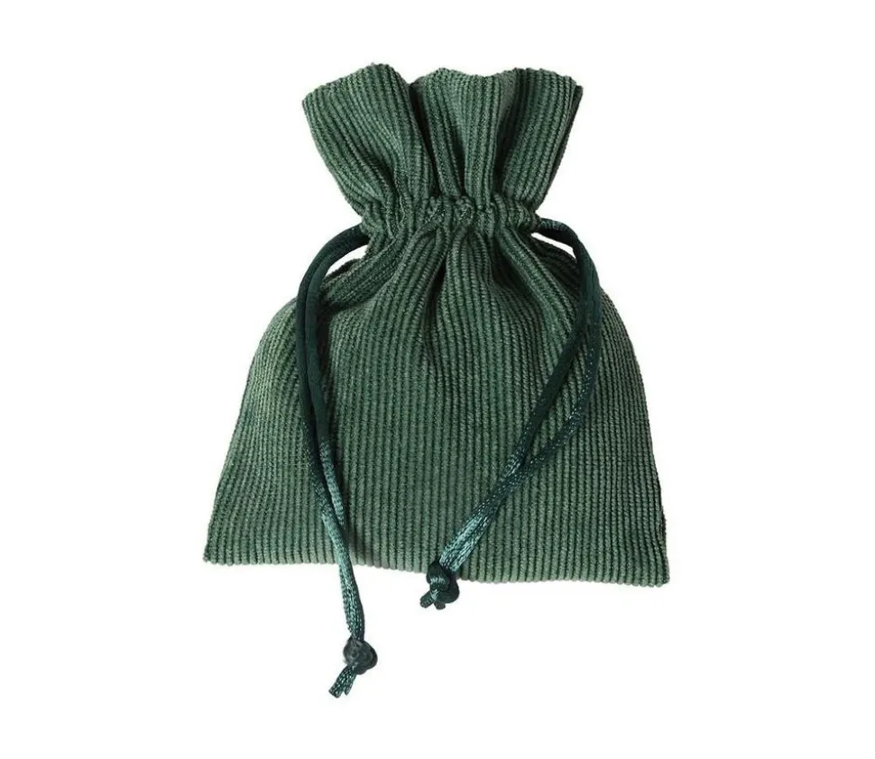 Petit Sac 10 x 12.5 cm - velours épais vert avec cordon
