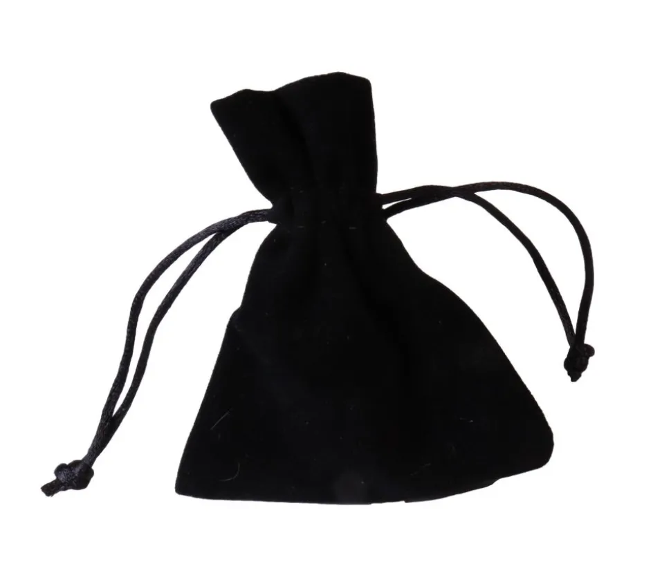 Petit Sac velours noir épais avec cordon de serrage - 10 x 8 cm