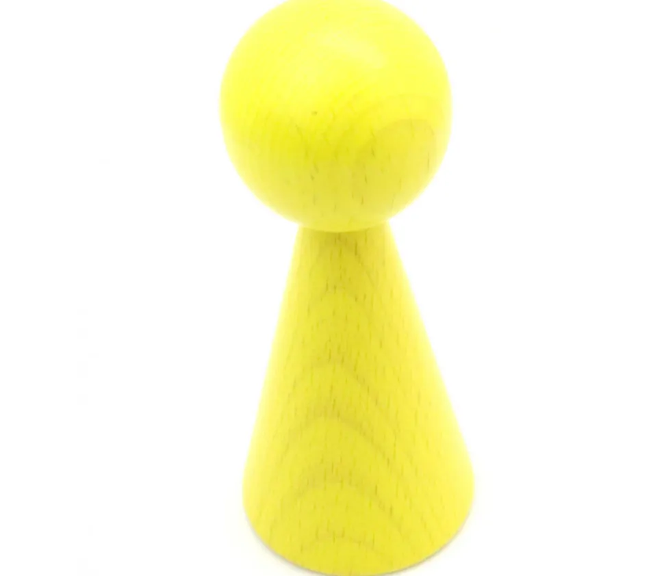 Pion bois XXL 10 cm JAUNE pour jeu. Grand pion 100 mm diam 43 mm