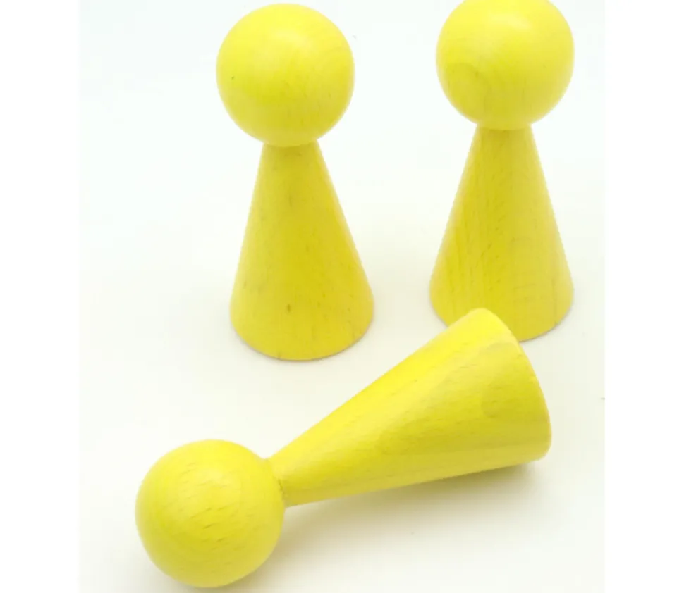 Pion bois XXL 10 cm JAUNE pour jeu. Grand pion 100 mm diam 43 mm