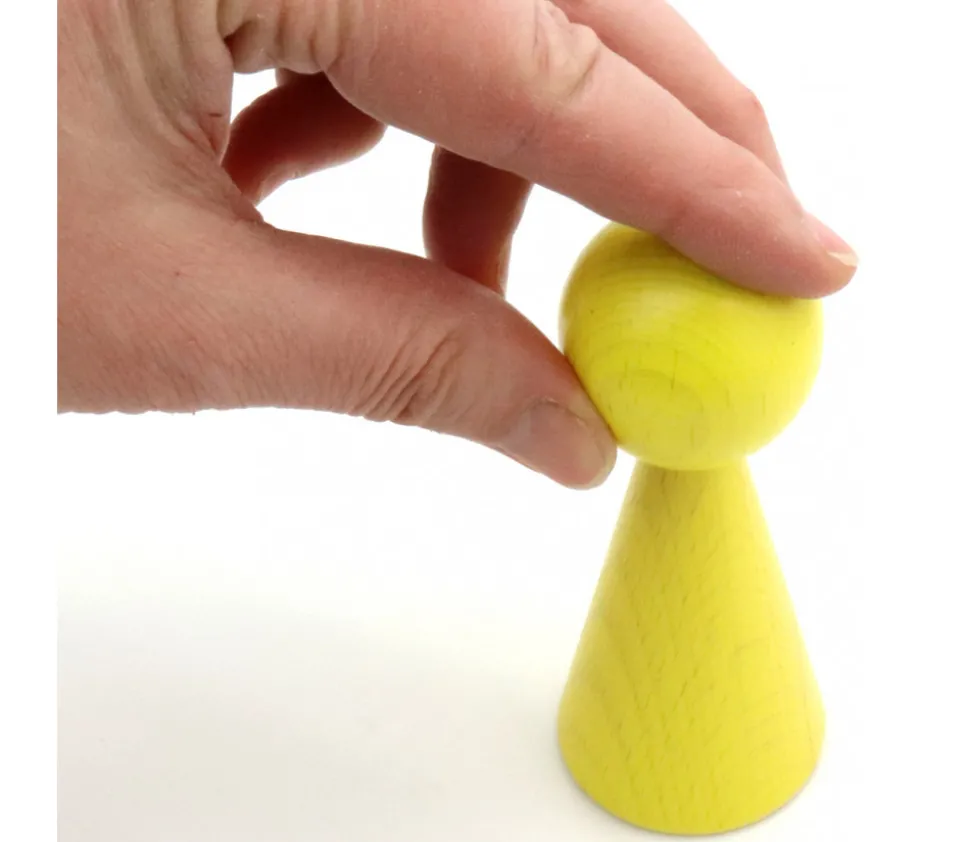 Pion bois XXL 10 cm JAUNE pour jeu. Grand pion 100 mm diam 43 mm