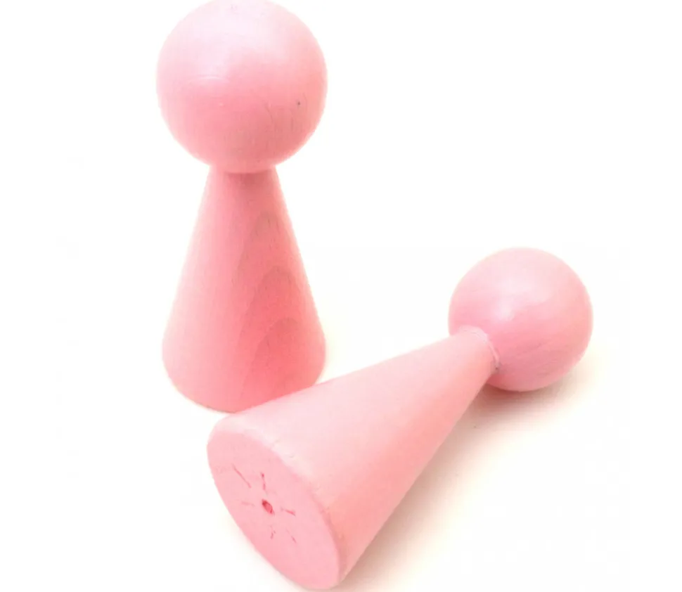 Pion bois XXL 10 cm rose pour jeu. Grand pion 100 mm diam 43 mm