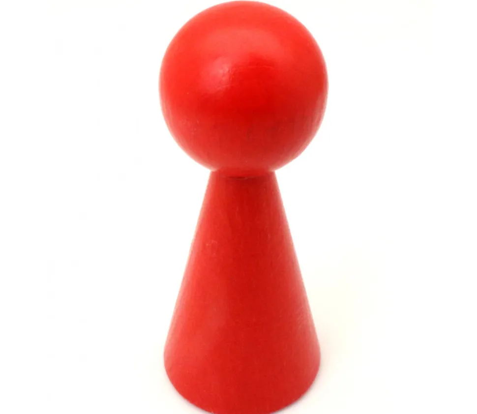 Pion bois XXL 10 cm rouge pour jeu. Grand pion 100 mm diam 43 mm