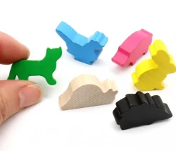 Pion Chat vert en bois pour jeu 30x19x8 mm