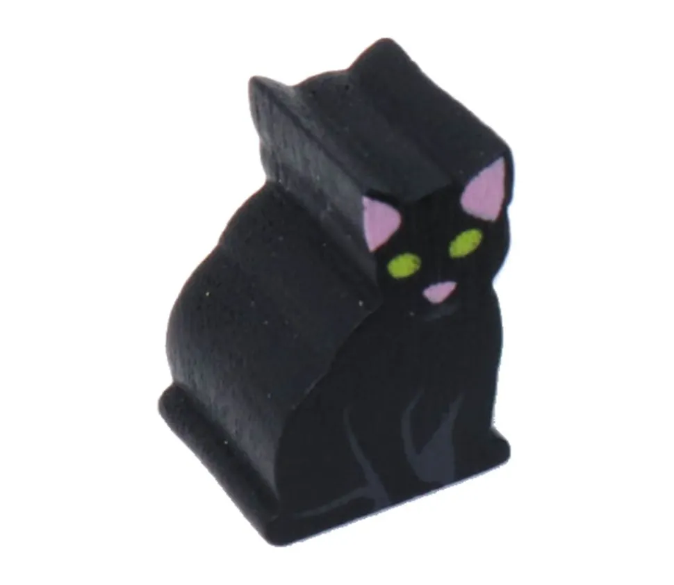 Pion de jeu chat noir en bois 15 x 11 x 10 mm