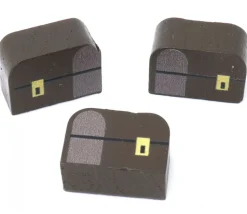 Pion de jeu coffre au trésor marron en bois 16 x 22 x 10 mm