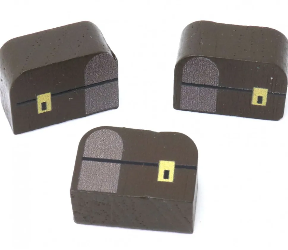 Pion de jeu coffre au trésor marron en bois 16 x 22 x 10 mm