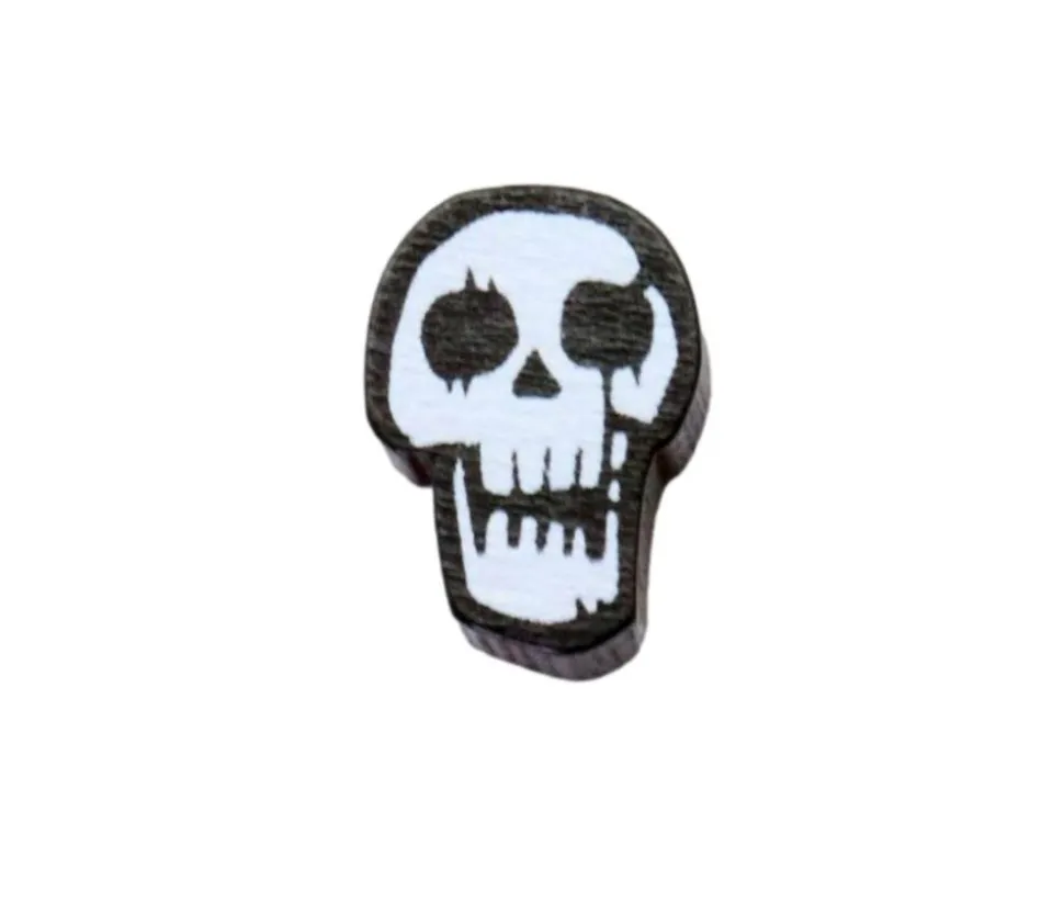 Pion de jeu crane tête de mort en bois 16 x 11 x 5mm