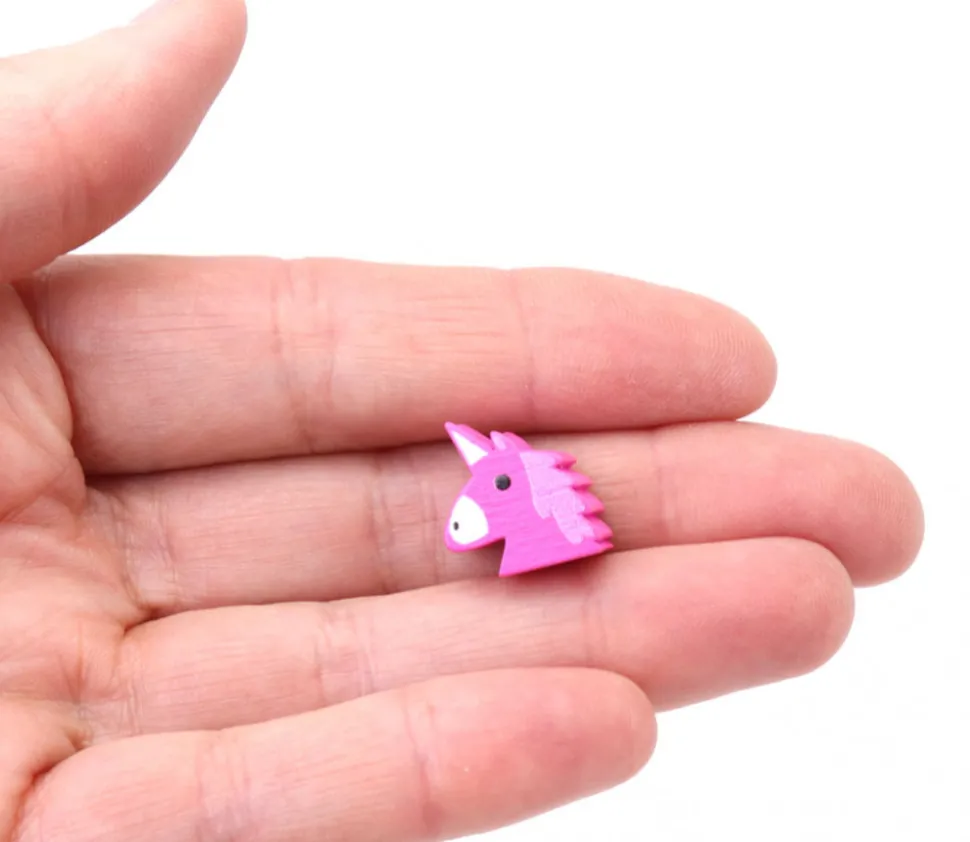 Pion de jeu Licorne rose en bois 15 x 14 x 10 mm
