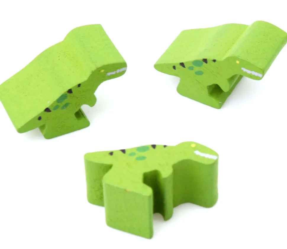 Pion dinosaure T-rex vert bois 20 x 12 x 10 mm à l'unité