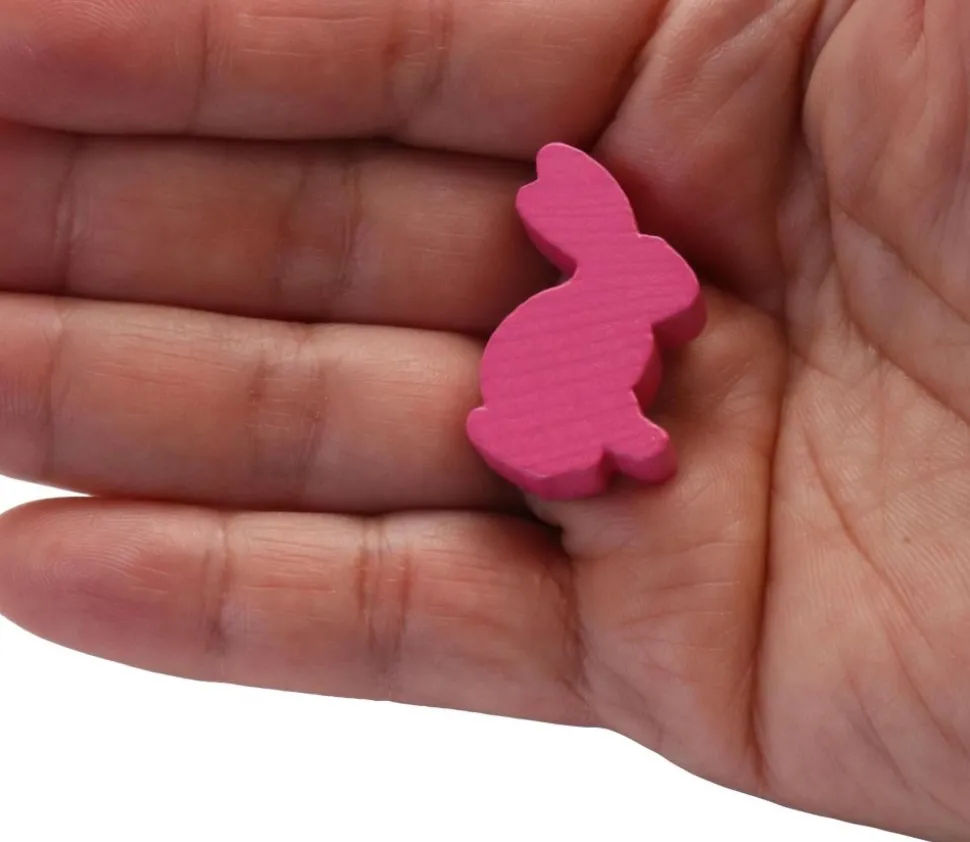 Pion en bois lapin rose 22 x 31 x 8 mm animal pour jeu