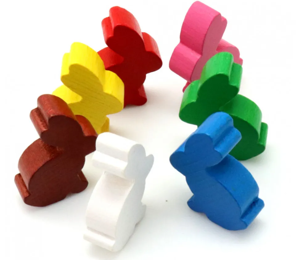 Pion en bois lapin rose 22 x 31 x 8 mm animal pour jeu