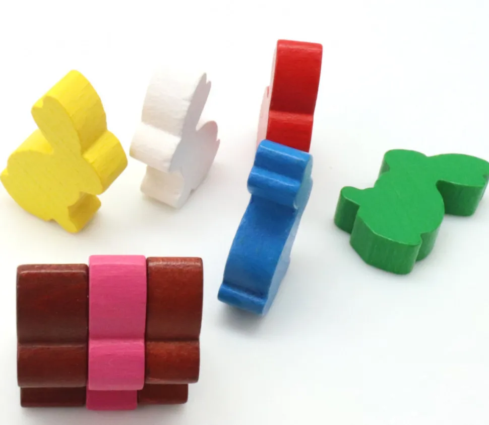 Pion en bois lapin rose 22 x 31 x 8 mm animal pour jeu