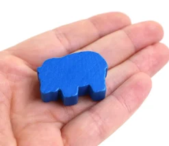 Pion hippopotame bleu en bois