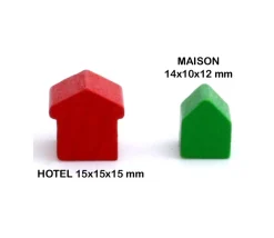 Pion Hôtel grosse maison bois style monopoly 15x15x15 mm