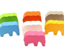 Pion éléphant coloré en bois 37 x 28 x 10 mm à l'unité