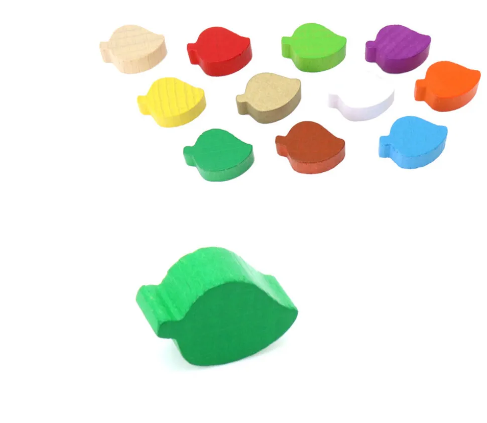 Pion mini Feuille en bois coloré 20 x 14 x 8 mm pour jeux