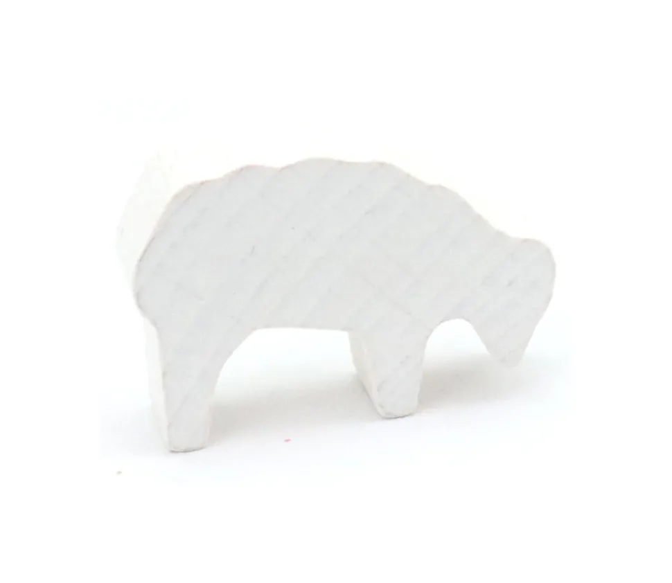 Pion mouton blanc 40x28x10 mm en bois pour jeu de société