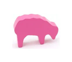 Pion mouton rose 40x28x10 mm en bois pour jeu de société