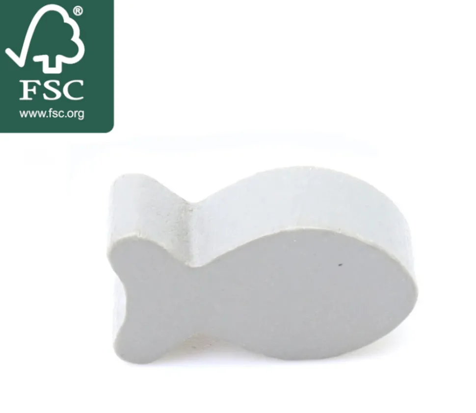 Pion poisson gris en bois 24 x 13 mm pour jeu