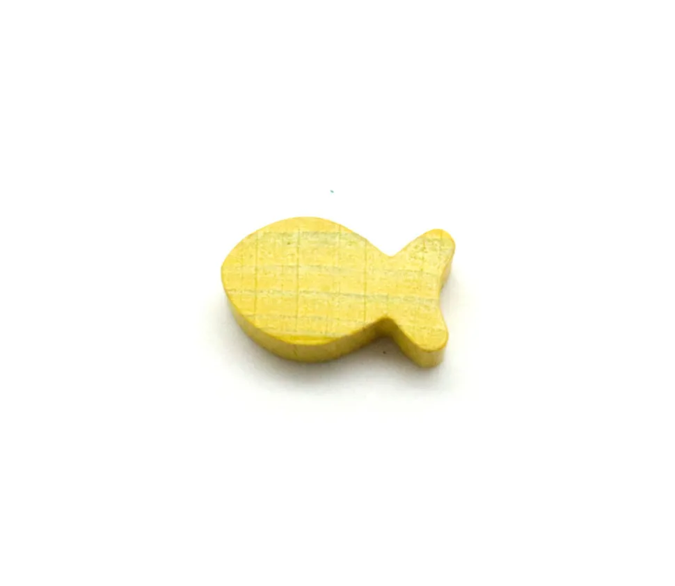 Pion poisson jaune en bois 24 x 13 x 8 mm pour jeu