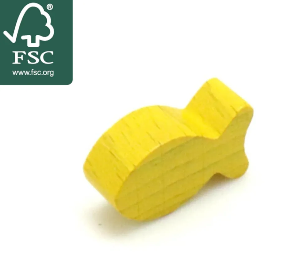 Pion poisson jaune en bois 24 x 13 x 8 mm pour jeu