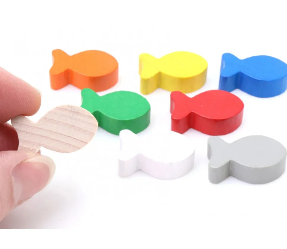 Pion poisson jaune en bois 24 x 13 x 8 mm pour jeu