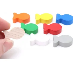 Pion poisson orange en bois 24 x 13 x 8 mm pour jeu