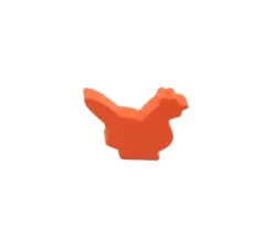 Pion poule orange en bois